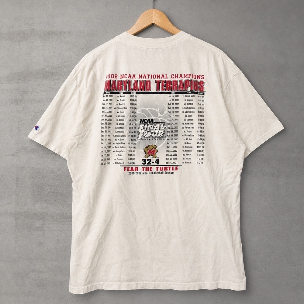 Vintage Champion Maryland Terrapins Shirt White 2002 NCAA National Champions XL